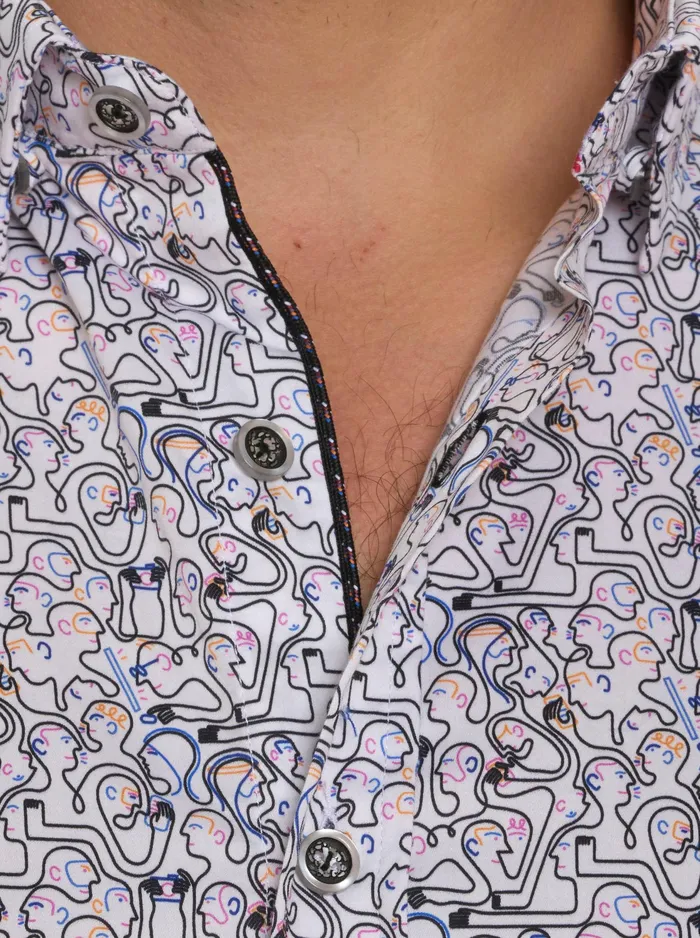 Robert Graham Short Sleeve Button Down Shirts Men PAINTED FACES SHORT SLEEVE BUTTON DOWN Multi