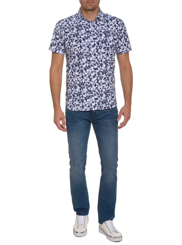 Robert Graham Short Sleeve Button Down Shirts Men STAMOS PERFORMANCE SHORT SLEEVE KNIT SHIRT White