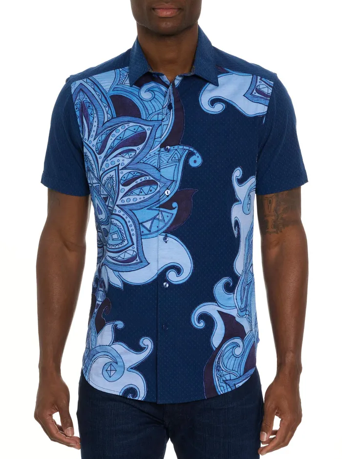 Robert Graham Short Sleeve Button Down Shirts Men TRANSIT SHORT SLEEVE BUTTON DOWN SHIRT Blue Robert Graham Short Sleeve Button Down Shirts Men TRANSIT SHORT SLEEVE BUTTON DOWN SHIRT Blue