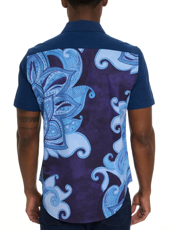 Robert Graham Short Sleeve Button Down Shirts Men TRANSIT SHORT SLEEVE BUTTON DOWN SHIRT Blue