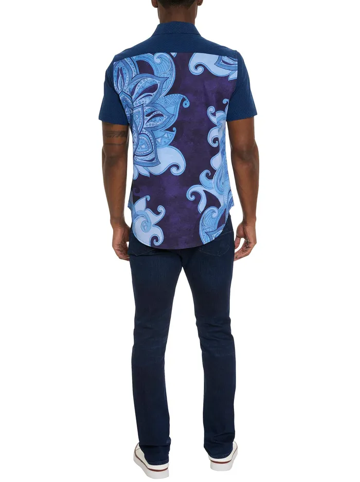 Robert Graham Short Sleeve Button Down Shirts Men TRANSIT SHORT SLEEVE BUTTON DOWN SHIRT Blue