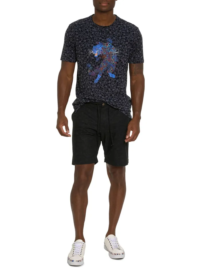 Robert Graham Shorts and Swim Men FLORAL TIGER BEACH TO BAR SHORT Black