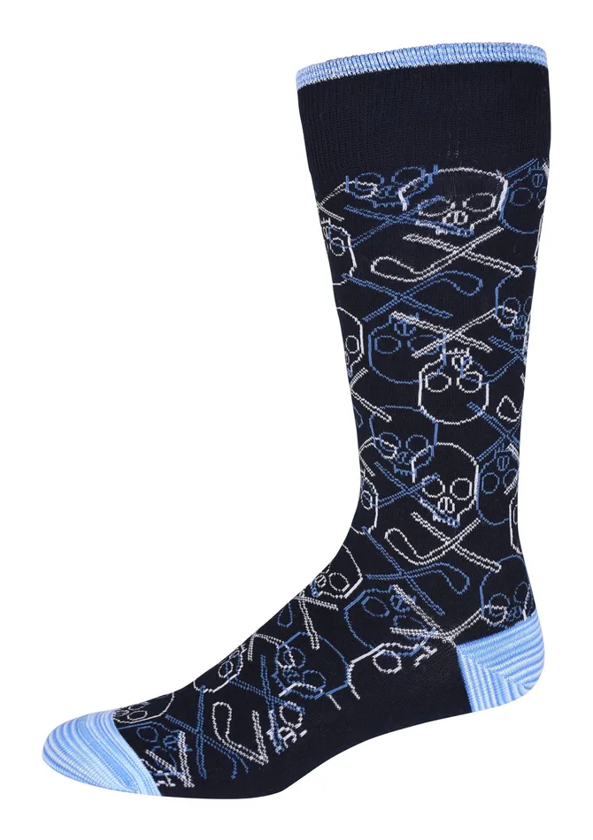 Robert Graham Socks Men IRON SKULL SOCKS Navy