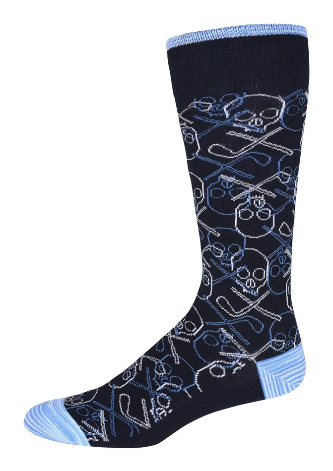 Robert Graham Socks Men IRON SKULL SOCKS Navy