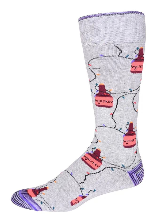 Robert Graham Socks Men WHISKEY LIGHTS KNIT SOCKS Light Grey