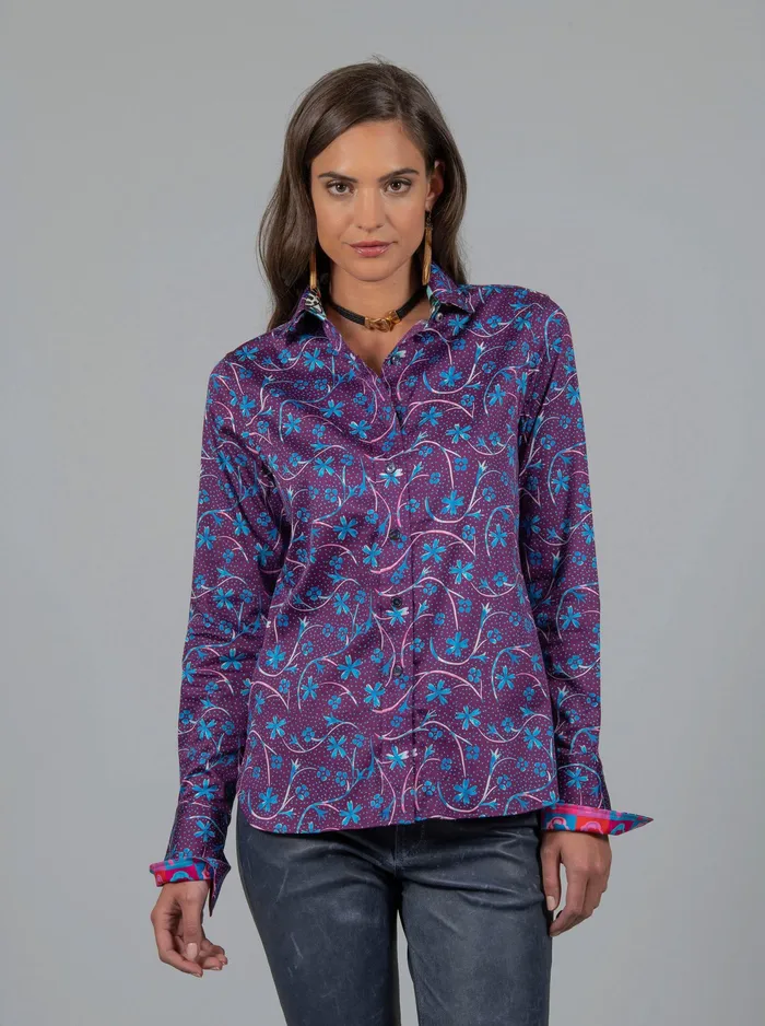 Robert Graham Tops Women PRISCILLA DITSY FLORAL PRINTED SHIRT Berry