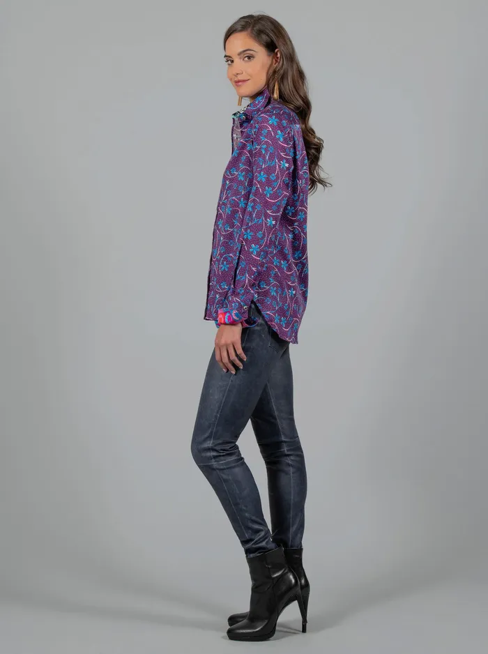 Robert Graham Tops Women PRISCILLA DITSY FLORAL PRINTED SHIRT Berry
