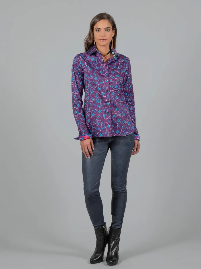 Robert Graham Tops Women PRISCILLA DITSY FLORAL PRINTED SHIRT Berry