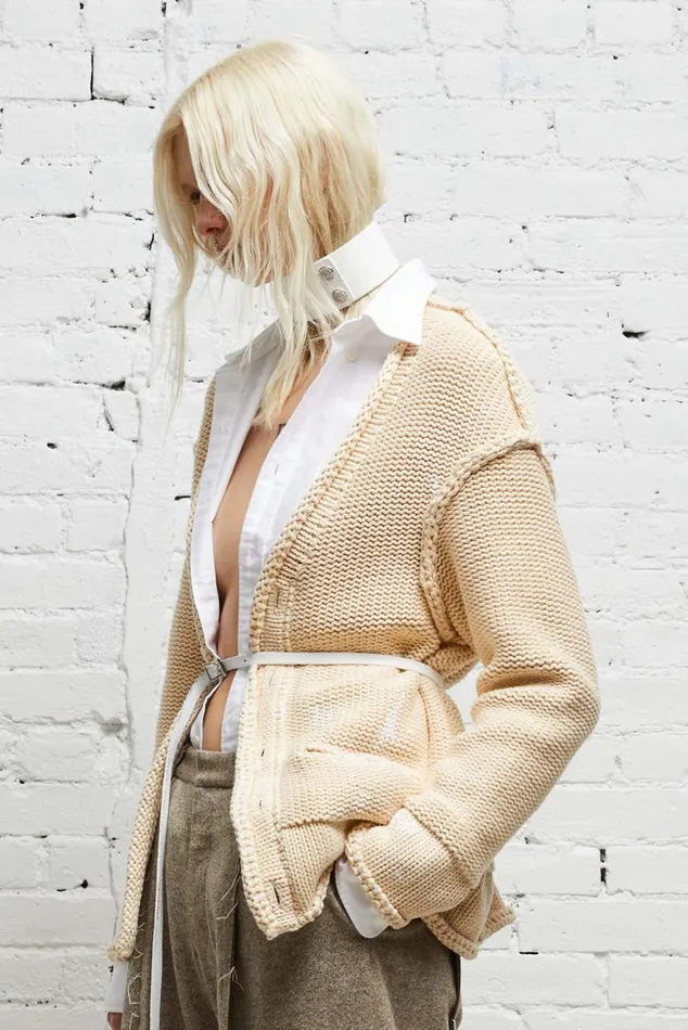 ROLLED EDGE BOXY CARDIGAN 8211 NATURAL Women R13 Tops