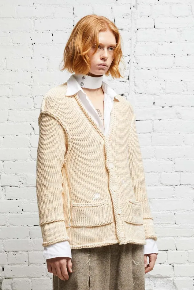 ROLLED EDGE BOXY CARDIGAN 8211 NATURAL Women R13 Tops
