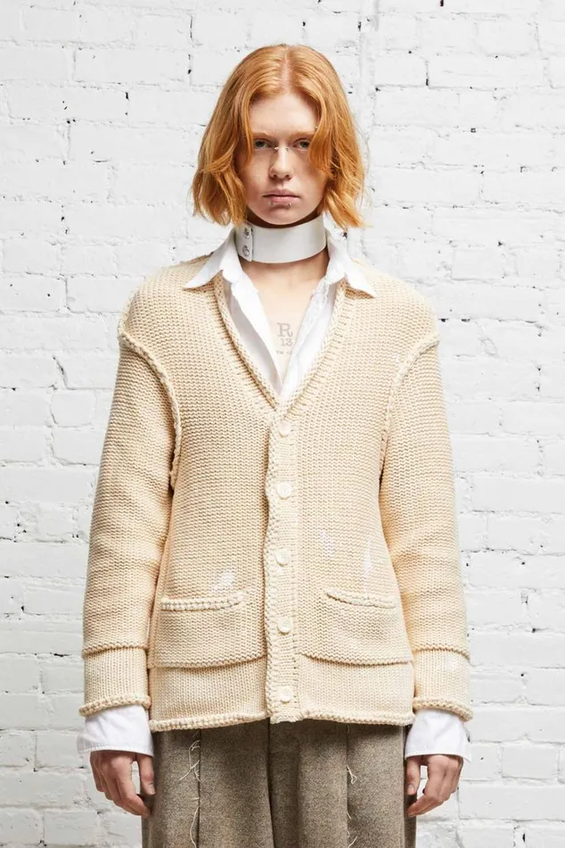 ROLLED EDGE BOXY CARDIGAN 8211 NATURAL Women R13 Tops