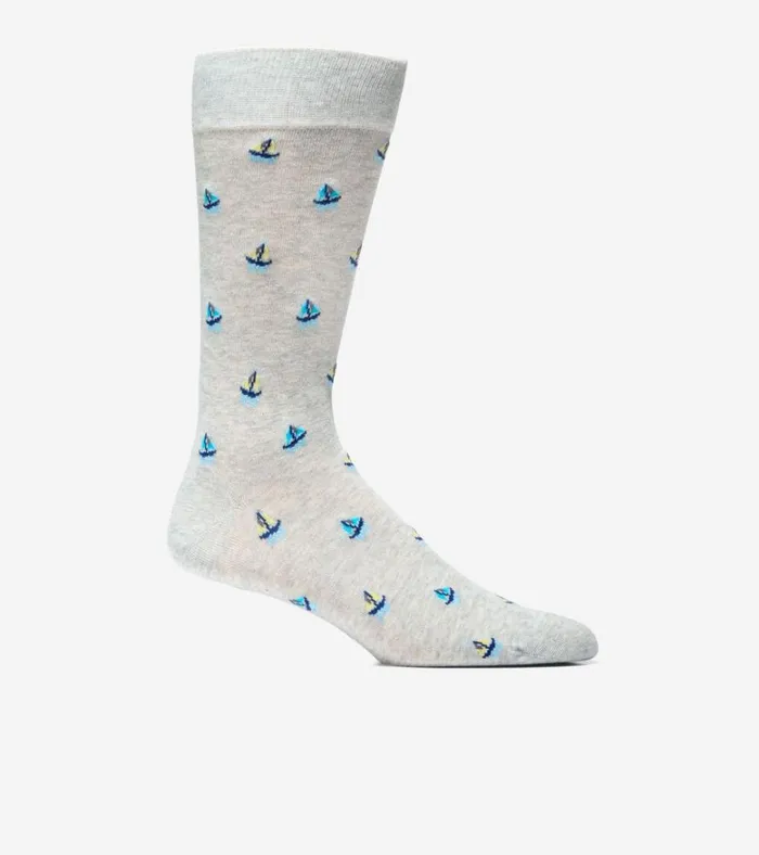 Sailboat Dress Crew Socks Light Gray Heather Men Cole Haan Socks
