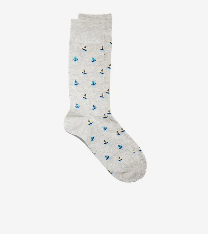 Sailboat Dress Crew Socks Light Gray Heather Men Cole Haan Socks