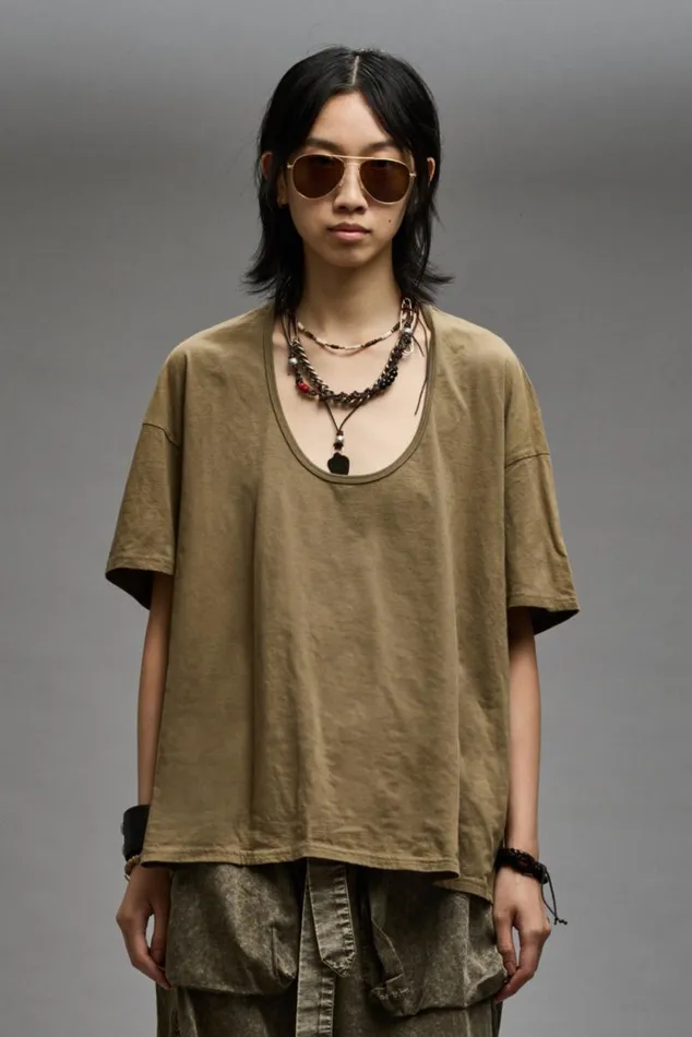 SCOOP NECK RELAXED T 8211 LIGHT OLIVE Women R13 TShirts