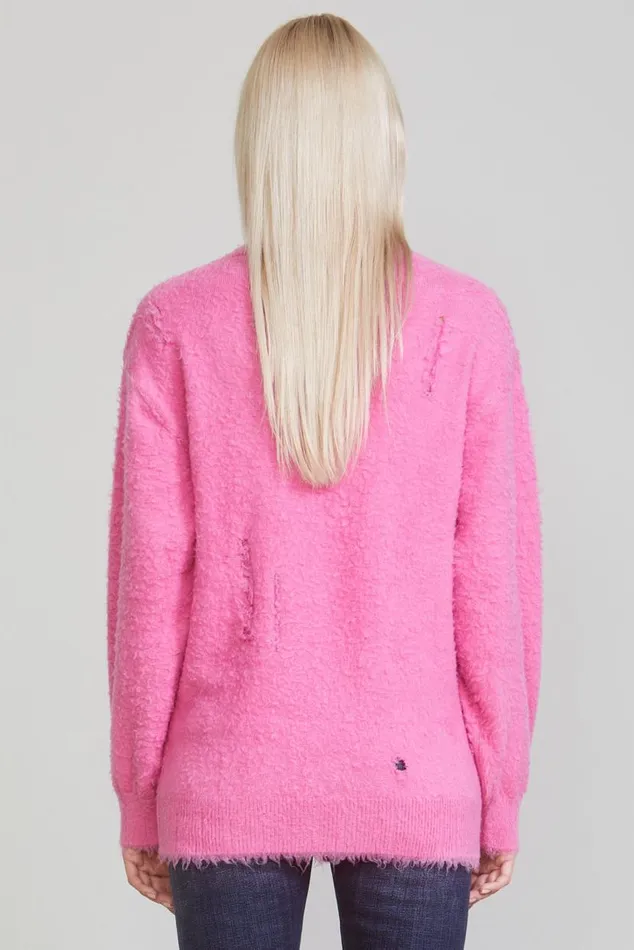 SHAGGY OVERSIZED DISTRESSED EDGE CARDIGAN 8211 PINK Women R13 Sweaters