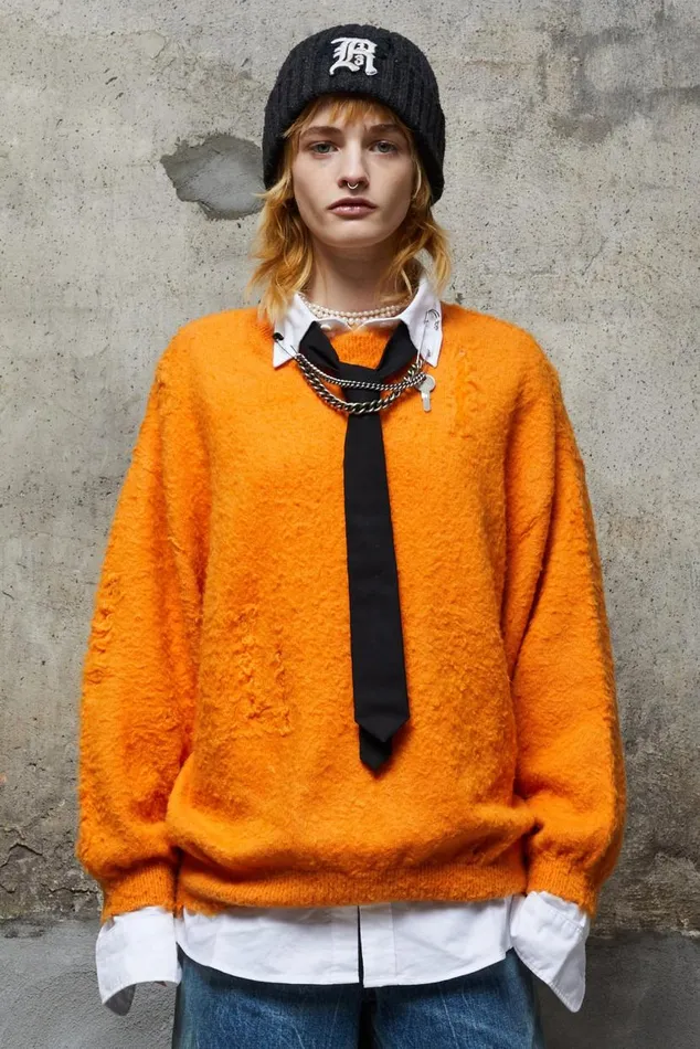 SHAGGY OVERSIZED SWEATER 8211 ORANGE Women R13 Sweaters
