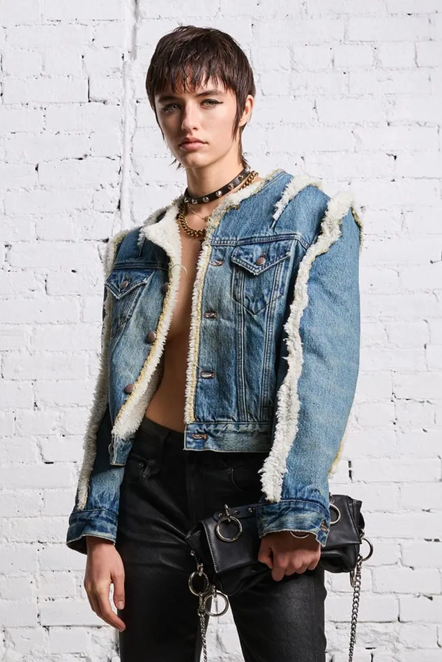 SHERPA OVERFLOW TRUCKER 8211 CLINTON BLUE Women R13 Jackets and Coats