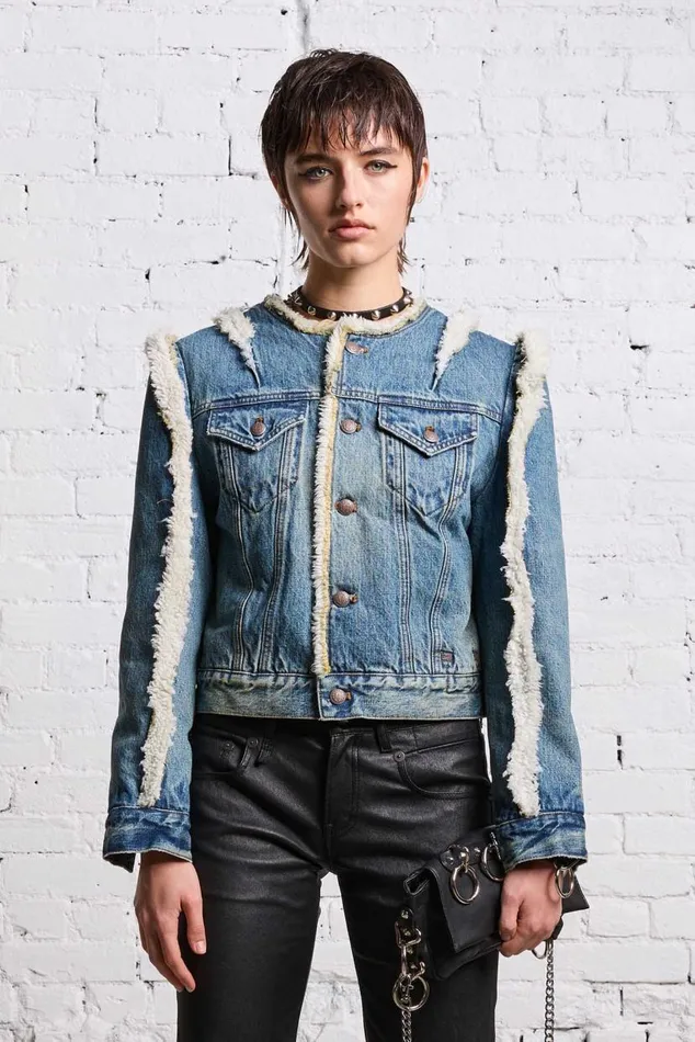 SHERPA OVERFLOW TRUCKER 8211 CLINTON BLUE Women R13 Jackets and Coats