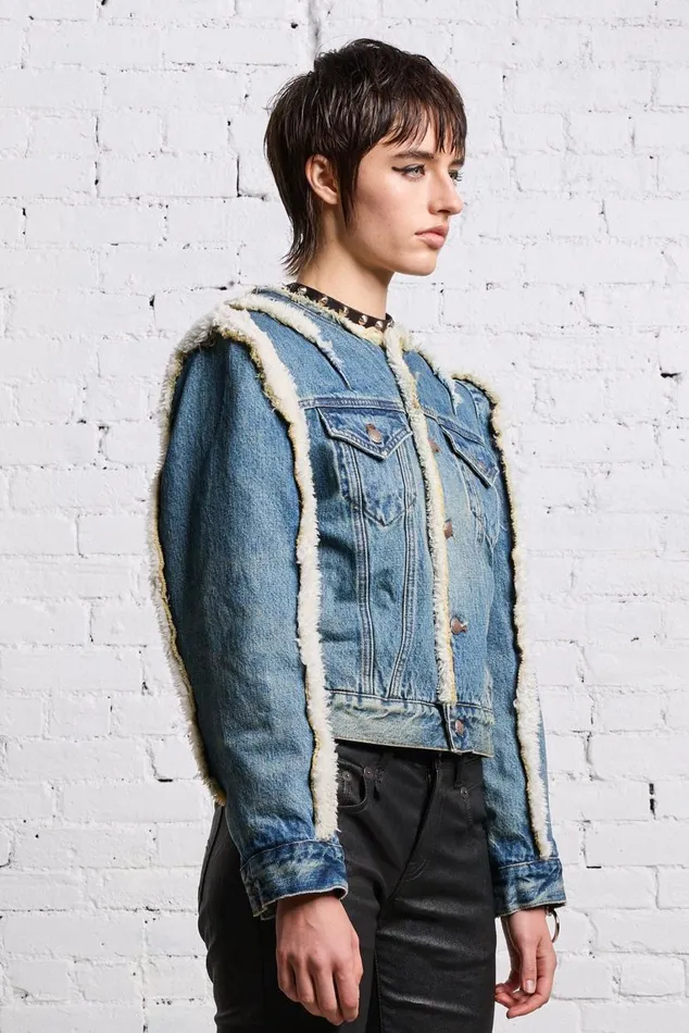 SHERPA OVERFLOW TRUCKER 8211 CLINTON BLUE Women R13 Jackets and Coats