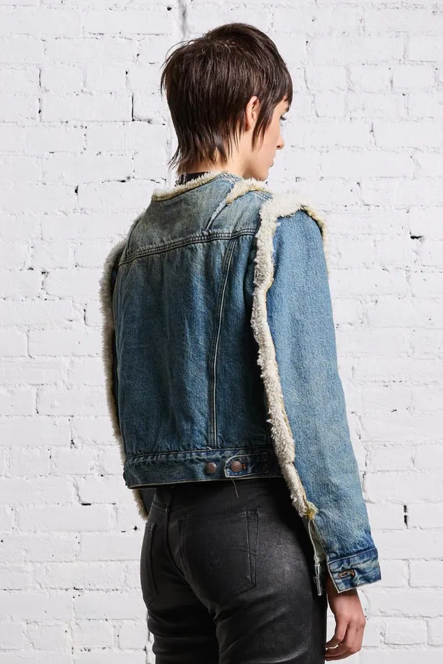SHERPA OVERFLOW TRUCKER 8211 CLINTON BLUE Women R13 Jackets and Coats