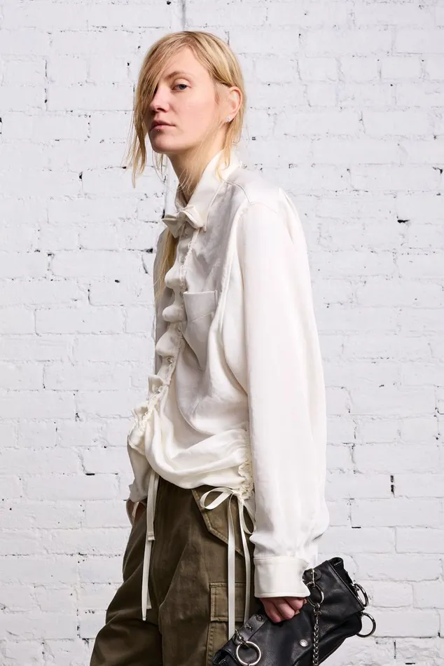 SHIRRED BOYFRIEND SHIRT 8211 WHITE Women R13 Tops