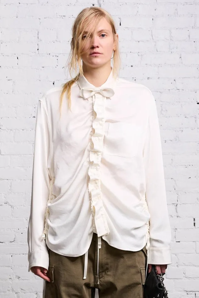 SHIRRED BOYFRIEND SHIRT 8211 WHITE Women R13 Tops