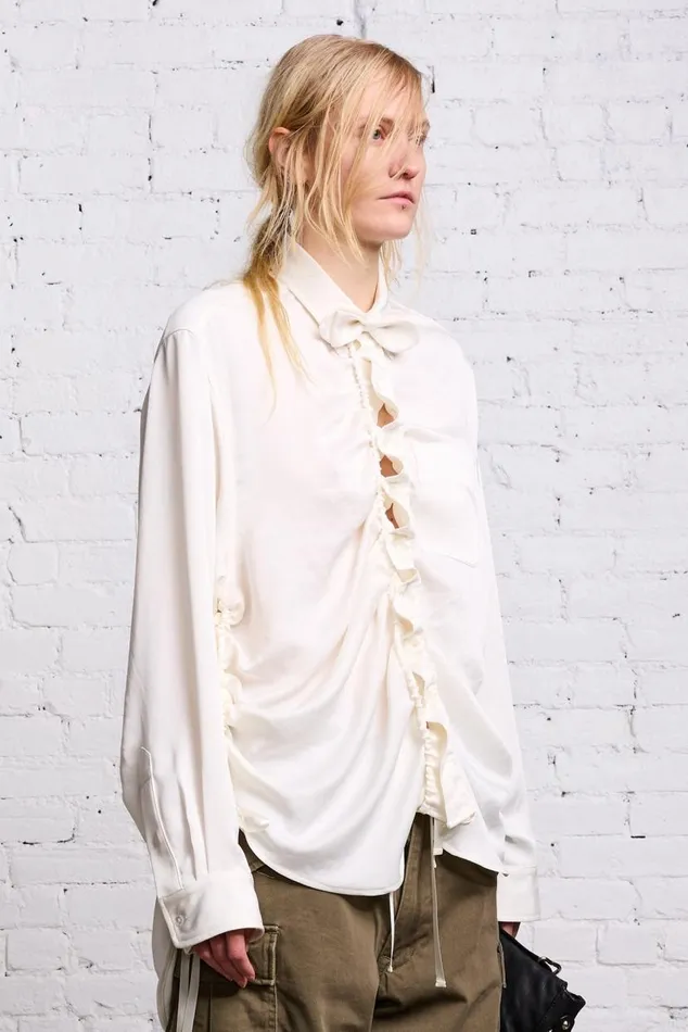 SHIRRED BOYFRIEND SHIRT 8211 WHITE Women R13 Tops