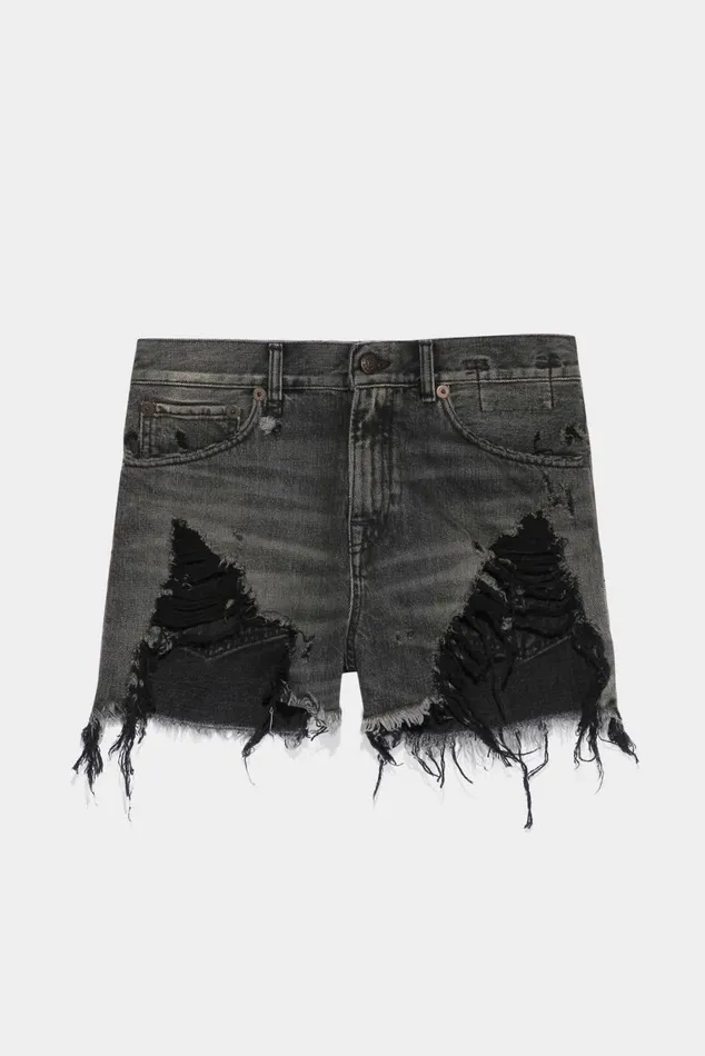 SHREDDED SLOUCH SHORT 8211 NILES BLACK Women R13 Denim