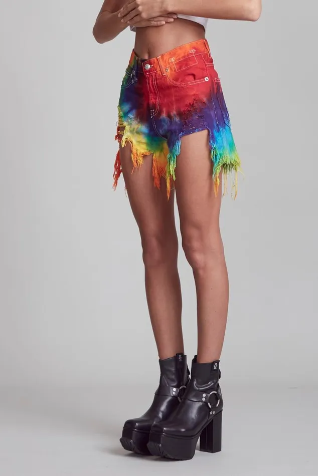 Shredded Slouch Short 8211 Tie Dye Women R13 Denim Shredded Slouch Short 8211 Tie Dye Women R13 Denim