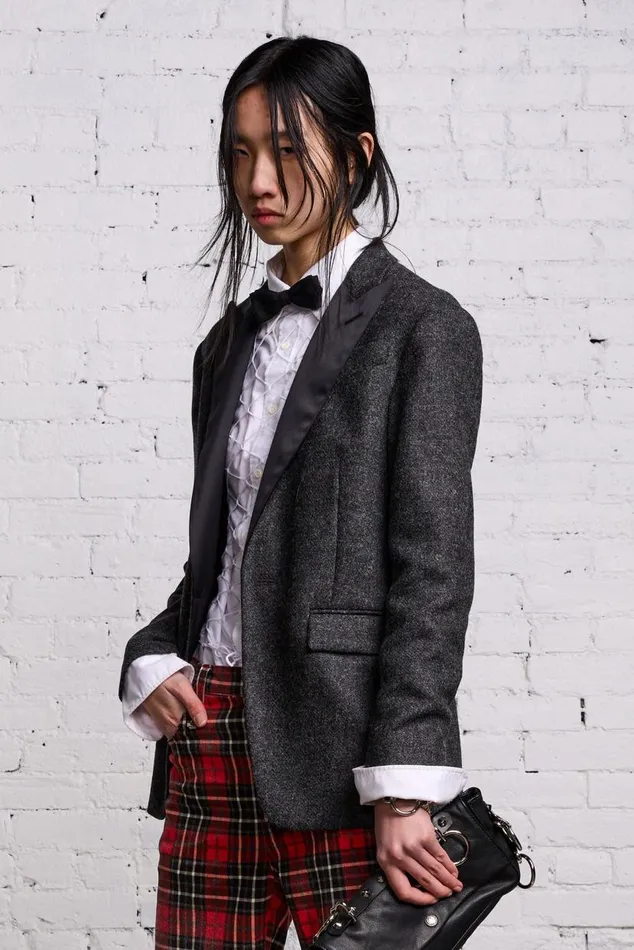 SHRUNKEN BLAZER 8211 CHARCOAL AND SATIN Women R13 Tops