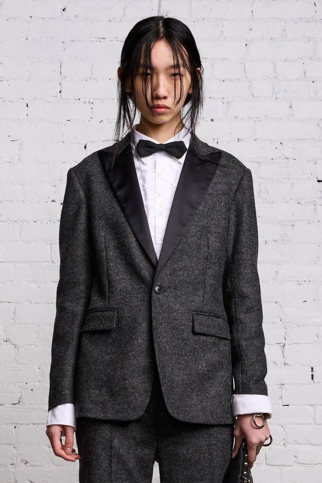SHRUNKEN BLAZER 8211 CHARCOAL AND SATIN Women R13 Tops