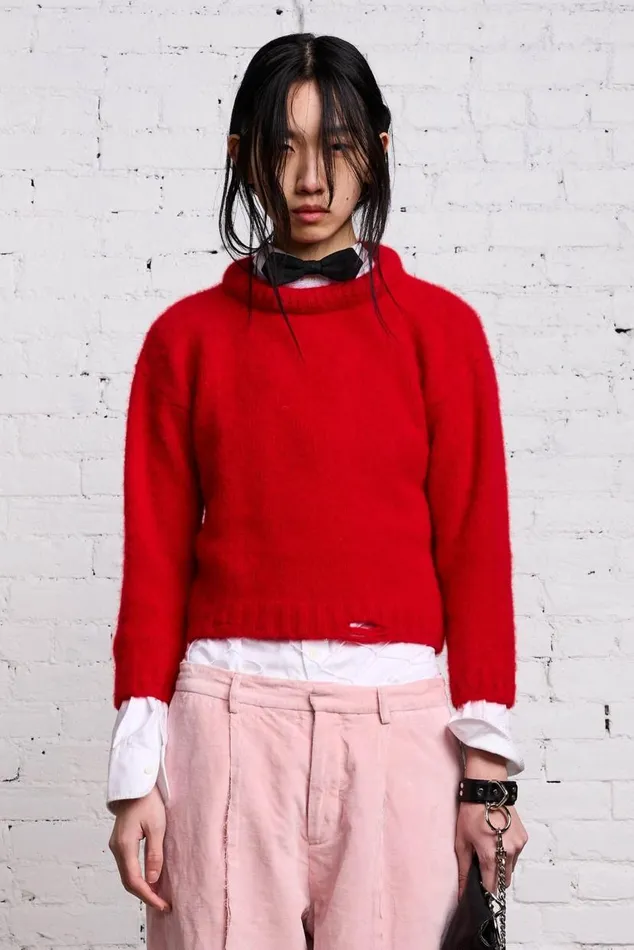 SHRUNKEN CREWNECK 8211 RED Women R13 Tops