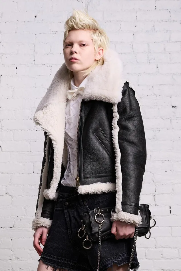 SHRUNKEN FLAT SLEEVE AVIATOR 8211 BLACK Women R13 Jackets and Coats