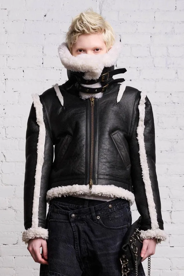 SHRUNKEN FLAT SLEEVE AVIATOR 8211 BLACK Women R13 Jackets and Coats