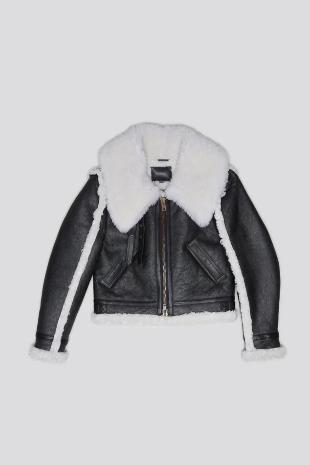 SHRUNKEN FLAT SLEEVE AVIATOR 8211 BLACK Women R13 Jackets and Coats