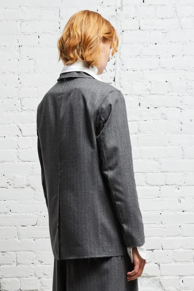 SHRUNKEN RAW CUT BLAZER 8211 GREY PINSTRIPE Women R13 Jackets and Coats