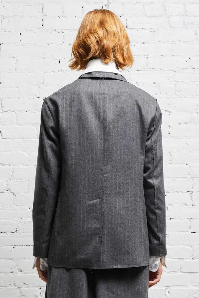 SHRUNKEN RAW CUT BLAZER 8211 GREY PINSTRIPE Women R13 Jackets and Coats