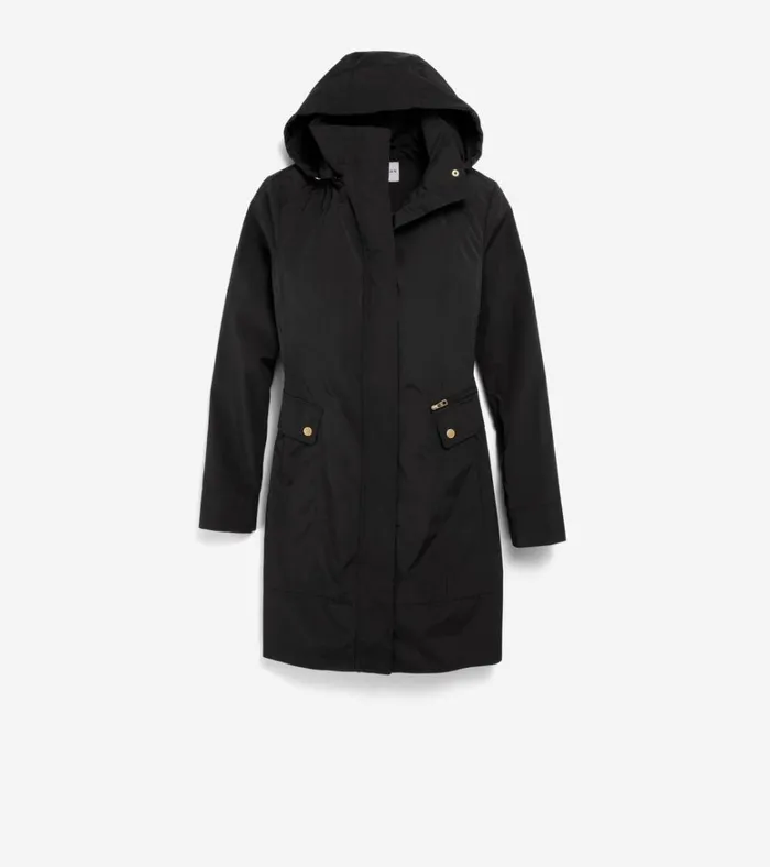 Signature Packable Hooded Rain Jacket Black Women Cole Haan Rain Jackets