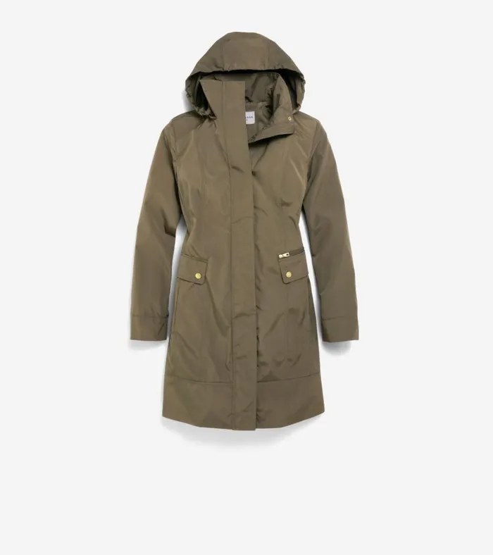 Signature Packable Hooded Rain Jacket Olive Green Women Cole Haan Rain Jackets Signature Packable Hooded Rain Jacket Olive Green Women Cole Haan Rain Jackets