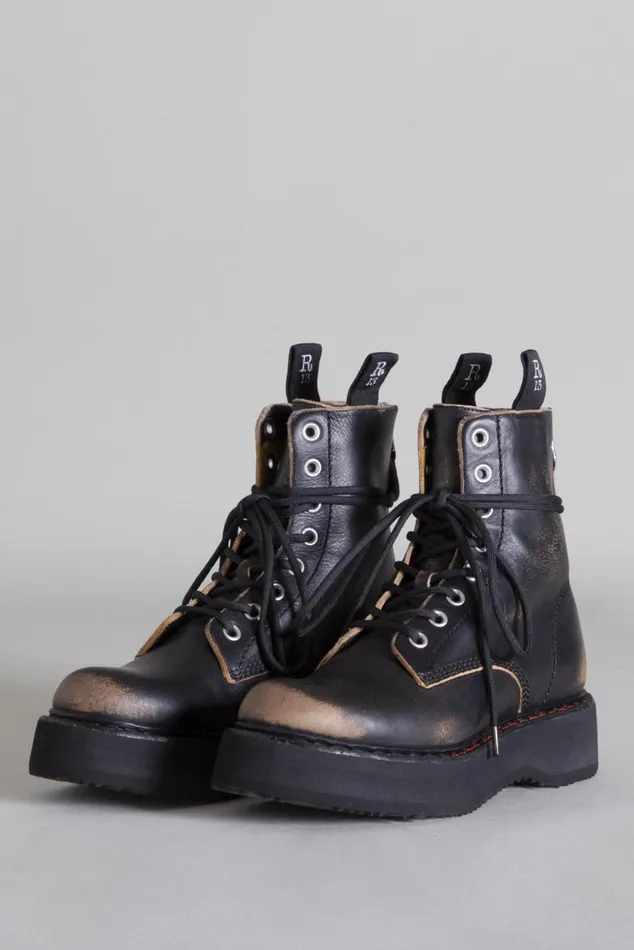 Single Stack Lace Up Boots Deinm Women R13 Shoes