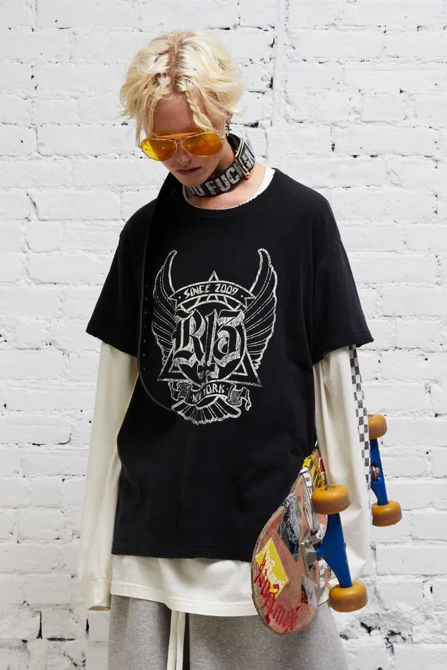 SKATE BOY T 8211 BLACK Women R13 TShirts