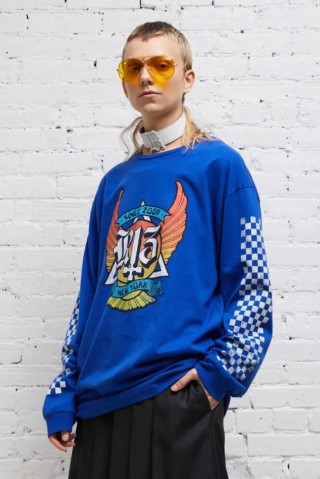 SKATE LONG SLEEVE T 8211 BLUE Women R13 TShirts