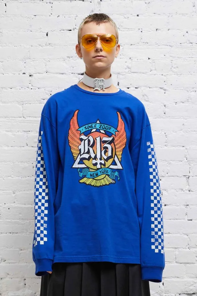 SKATE LONG SLEEVE T 8211 BLUE Women R13 Tops
