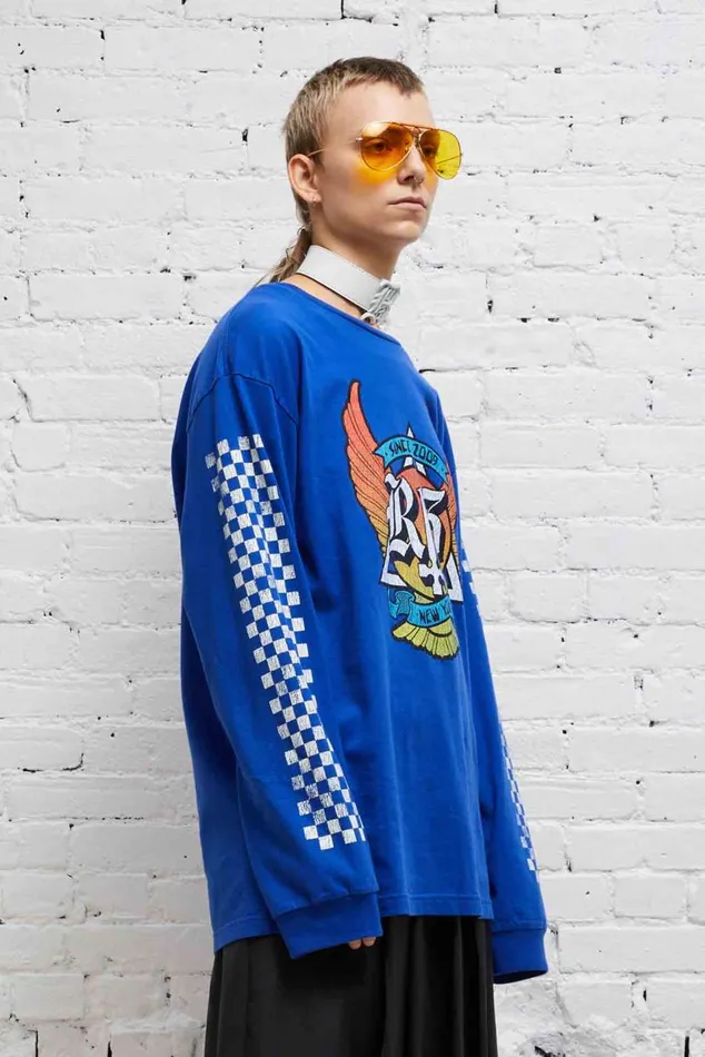 SKATE LONG SLEEVE T 8211 BLUE Women R13 Tops