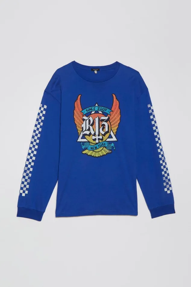 SKATE LONG SLEEVE T 8211 BLUE Women R13 Tops