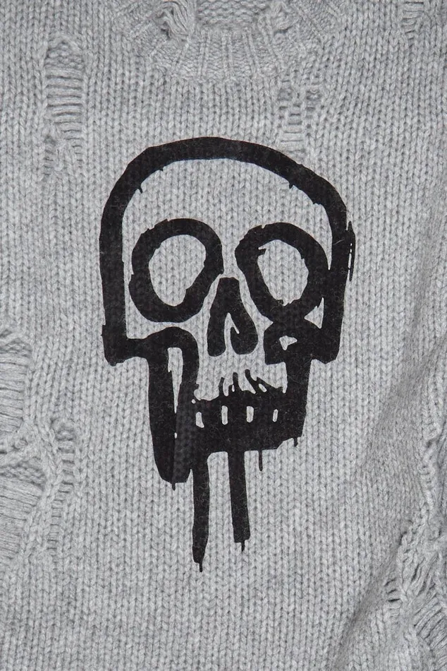 SKULL DRIP SWEATER 8211 HEATHER GREY Women R13 Sweaters