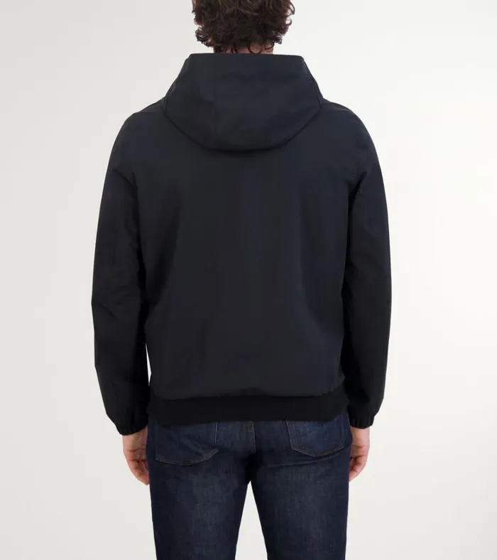 Sleek Nylon Hooded Jacket Black Men Cole Haan Rain Jackets