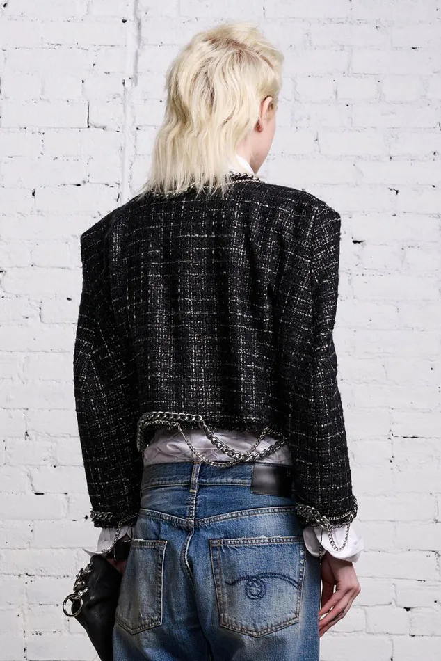 SQUARE SHOULDER JACKET 8211 BLACK TWEED Women R13 Jackets and Coats