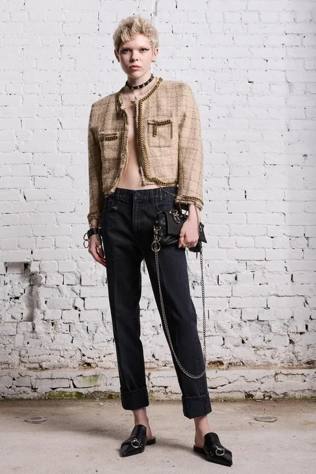 SQUARE SHOULDER TWEED JACKET 8211 BEIGE Women R13 Jackets and Coats