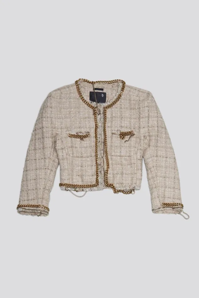 SQUARE SHOULDER TWEED JACKET 8211 BEIGE Women R13 Jackets and Coats
